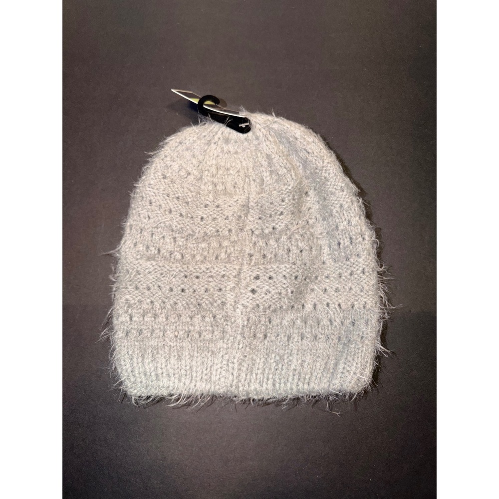 West Loop Womens Grey Fuzzy Eyelash Yarn Knit Lined Beanie Winter Hat NEW